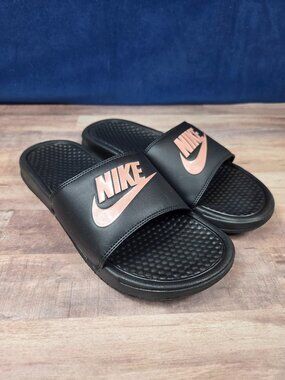 Nike Black & Rose Gold Benassi Slide Sandals